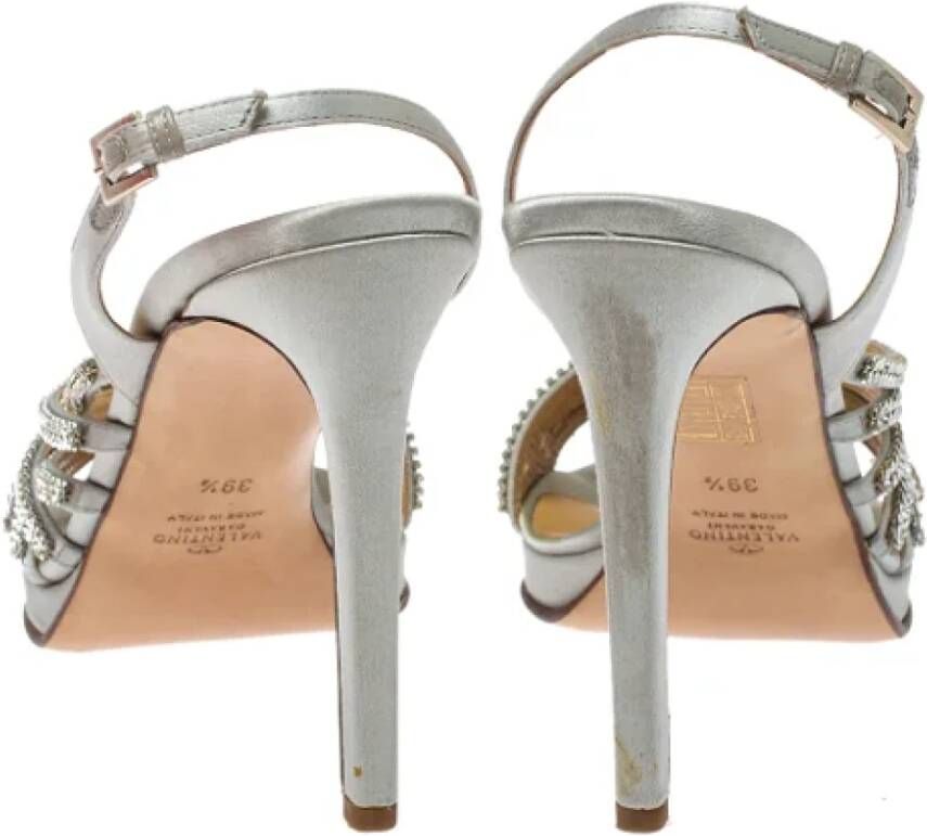 Valentino Vintage Pre-owned Satin sandals Gray Dames