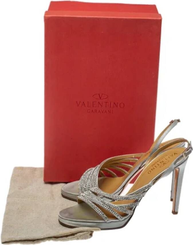 Valentino Vintage Pre-owned Satin sandals Gray Dames