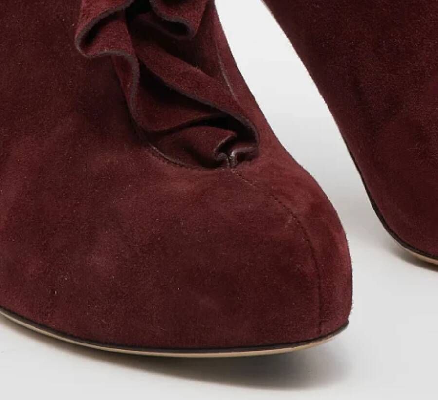 Valentino Vintage Pre-owned Suede boots Red Dames