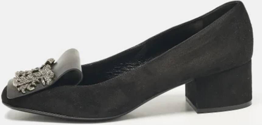 Valentino Vintage Pre-owned Suede heels Black Dames
