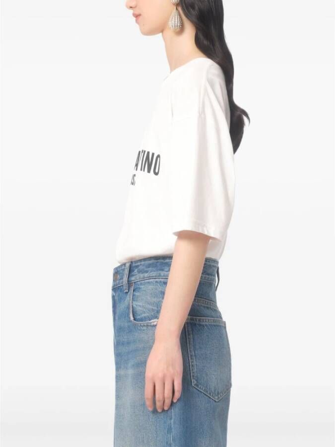 Valentino Wit Katoenen Slogan Print T-shirt