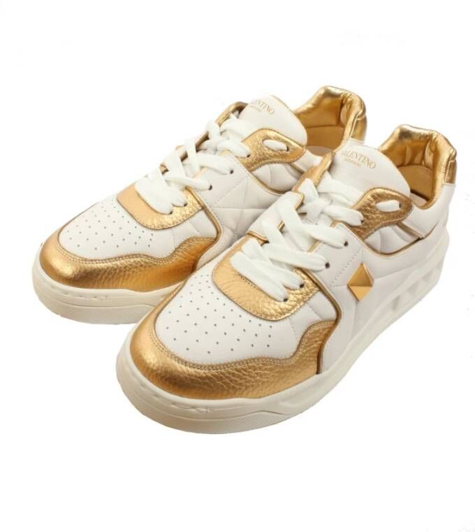 Valentino Witte Gouden Sneakers voor Heren White Heren