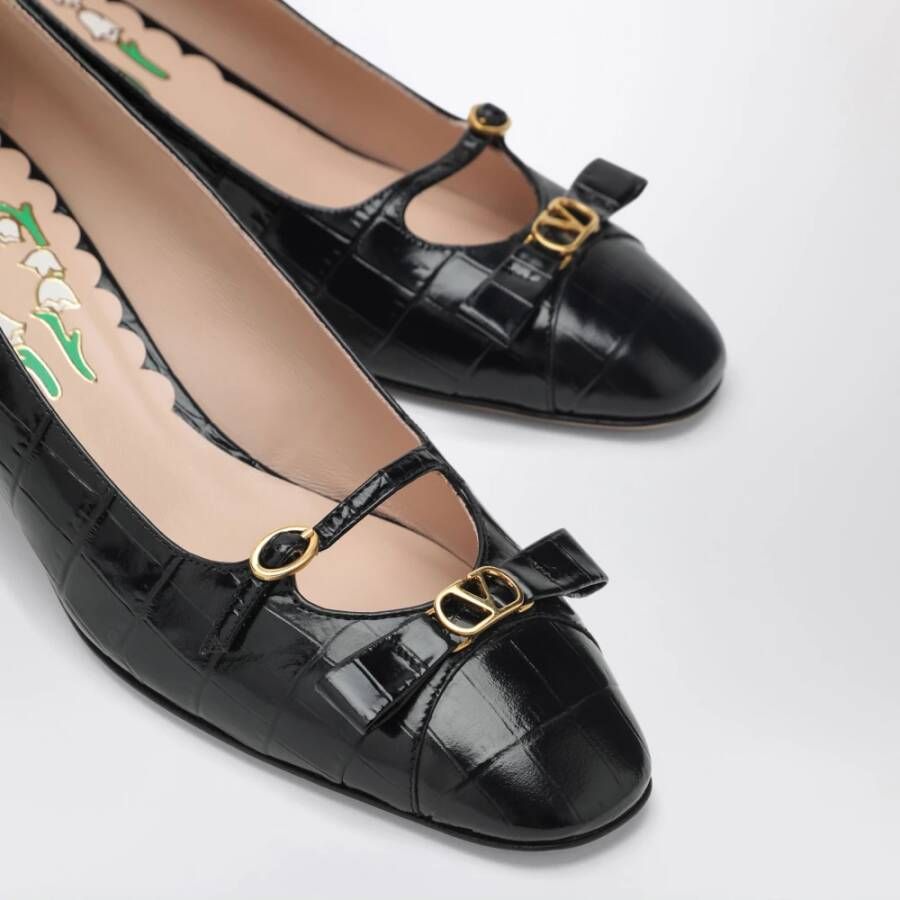 Valentino Zwarte Bowow Mid Hiel Pumps