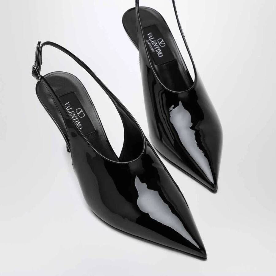Valentino Zwarte platte slingback schoenen
