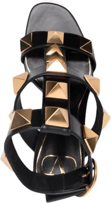 Valentino Zwarte Romeinse Stud Leren Sandalen Black Dames