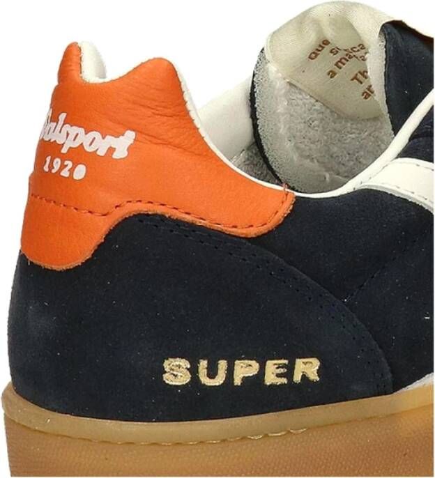 Valsport 1920 Blauwe Super Sneaker van Suede met Contrast Hiel Bruin Heren