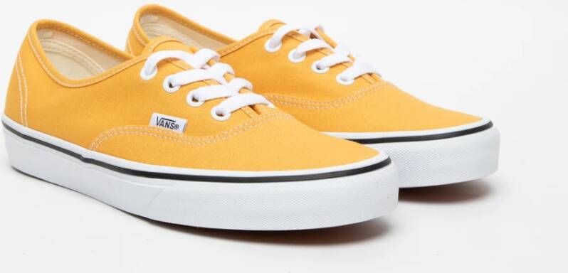 Vans Gele Streetwear Sneakers met Platte Witte Veters Yellow Dames