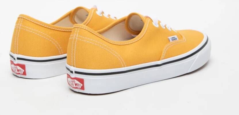 Vans Gele Streetwear Sneakers met Platte Witte Veters Yellow Dames