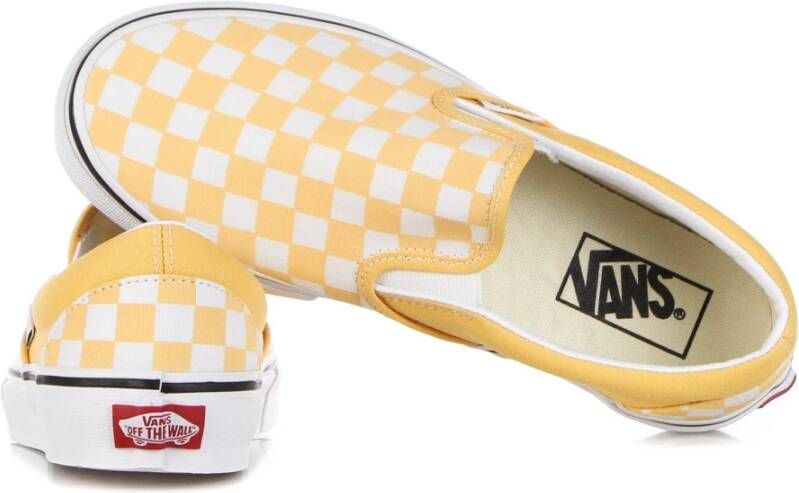 Vans Ruitpatroon Instap Lage Schoen Lijnzaad Wit Yellow Heren