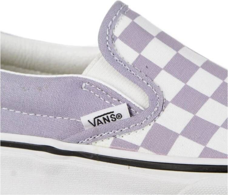 Vans Ruitpatroon Slip-on Sneaker Languid Lavendel Wit Purple Dames
