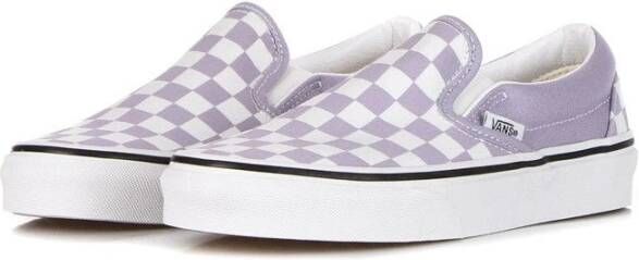 Vans Ruitpatroon Slip-on Sneaker Languid Lavendel Wit Purple Dames