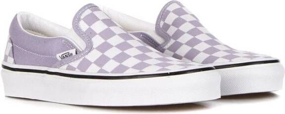 Vans Ruitpatroon Slip-on Sneaker Languid Lavendel Wit Purple Dames