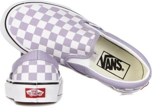 Vans Ruitpatroon Slip-on Sneaker Languid Lavendel Wit Purple Dames