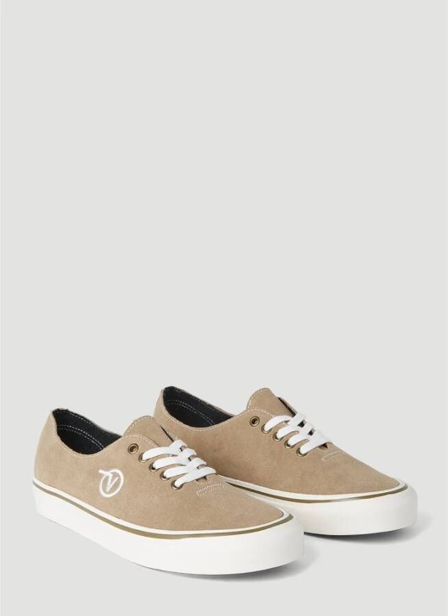 Vans Suède Leren Sneakers Ronde Neus Vetersluiting Beige Heren