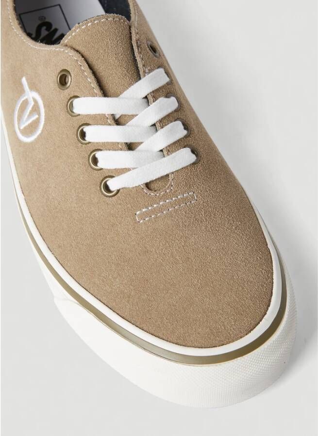 Vans Suède Leren Sneakers Ronde Neus Vetersluiting Beige Heren