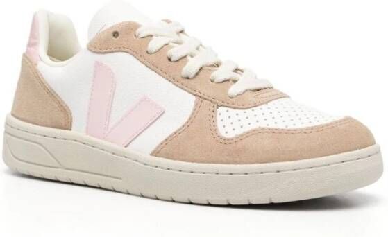 Veja Beige Witte Sneakers met Geperforeerde Details Multicolor Dames