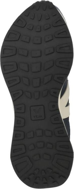 Veja Blauwe Stoffen Sneakers Ronde Neus Logo