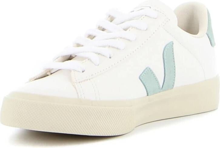Veja Wit-Groene Lederen Low Top Sneakers White Heren