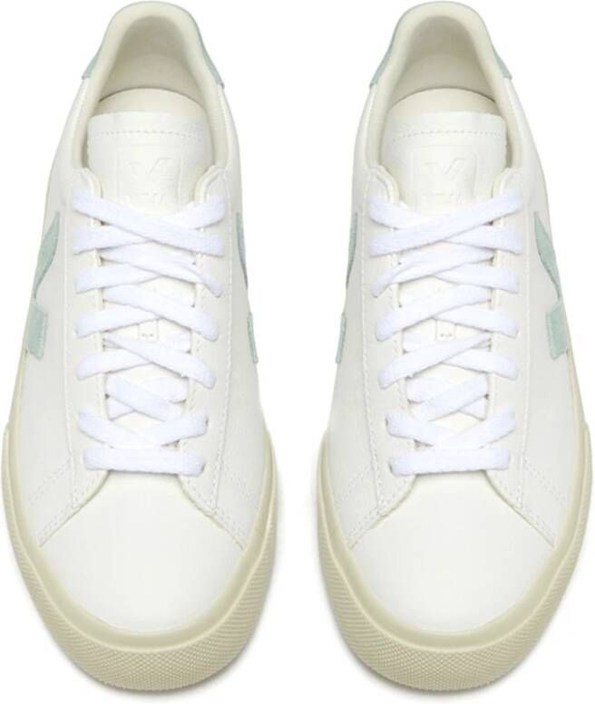 Veja Wit-Groene Lederen Low Top Sneakers White Heren