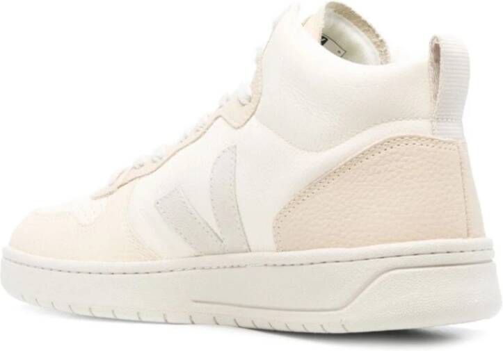 Veja Chroomvrije Leren Sneakers Multicolor Logo Beige Dames