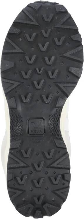 Veja Grijze Leren Sneakers Ronde Neus Vetersluiting Gray Dames