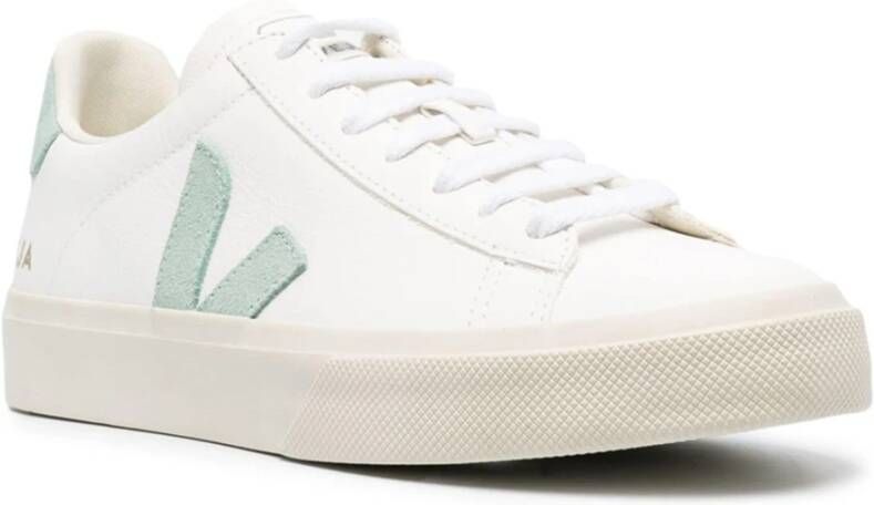 Veja Leren Sneakers Patch Logo Ronde Neus Vetersluiting White Heren