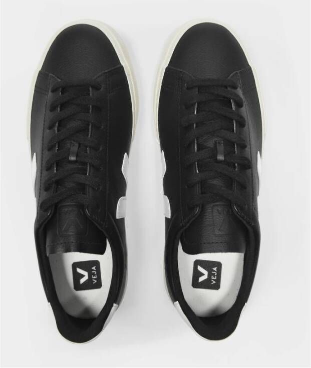 Veja Milieuvriendelijke zwarte en witte leren sneakers Zwart Heren
