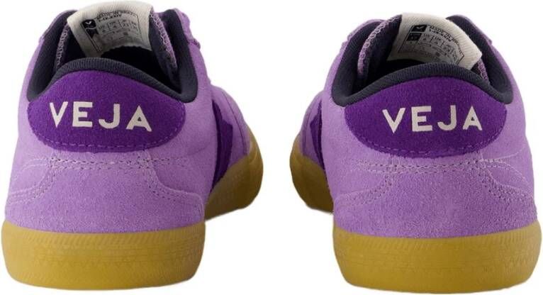 Veja Paarse leren sneakers Ronde neus