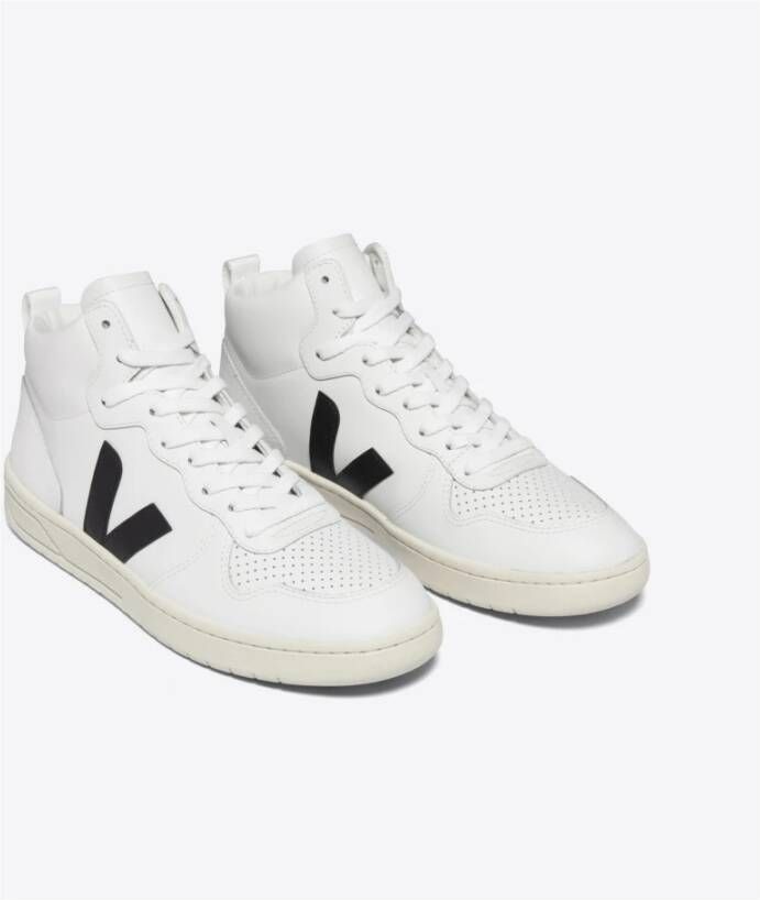 Veja Extra Wit Zwart Leren Sneakers Wit Dames