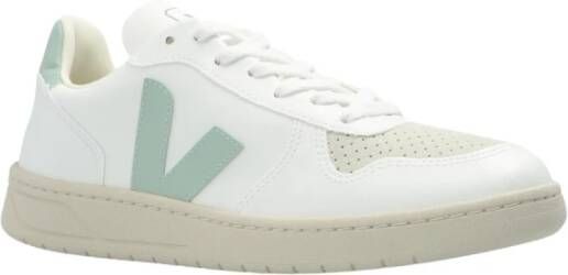 Veja Witte Vetersneakers met Blauwe V-Patch Wit Dames