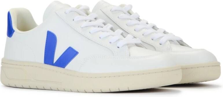 Veja V-12 Wit en Elektrisch Blauwe Sneakers Wit Heren