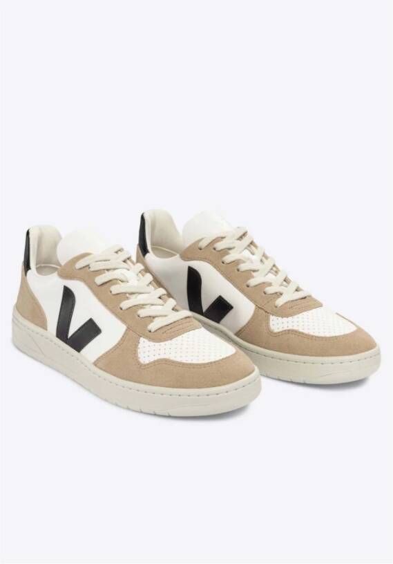 Veja V-10 Chromefree Leather Sneakers Zwart Vx0503138 Beige Heren