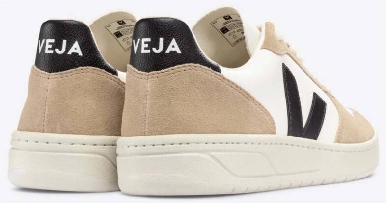 Veja V-10 Chromefree Leather Sneakers Zwart Vx0503138 Beige Heren