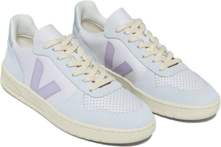 Veja V-10 W Leren Sneakers Blue Dames