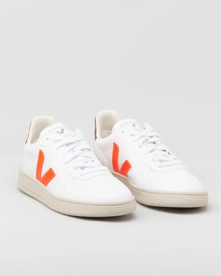 Veja Wit Oranje Leren Sneakers Multicolor Heren