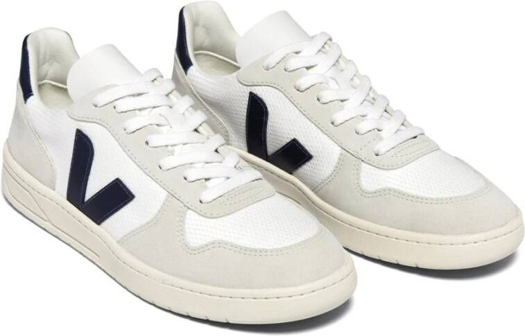 Veja Gerecyclede B-Mesh Sneakers met Marineblauwe Accenten White - Foto 7