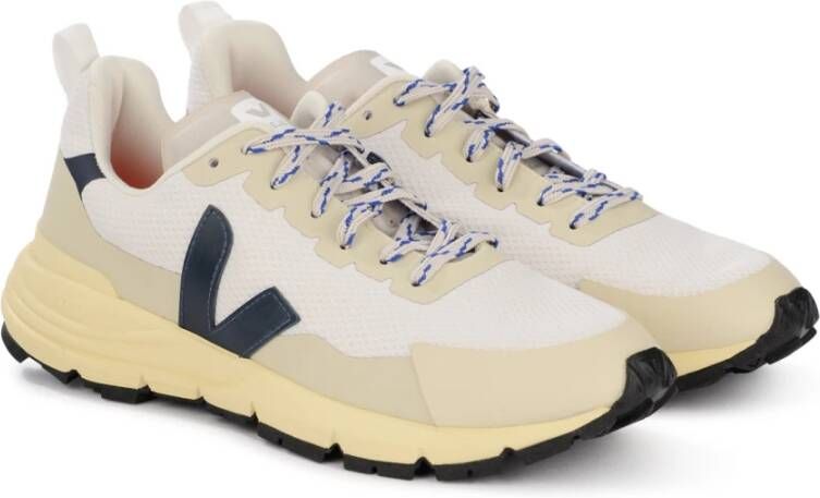 Veja Witte en beige mesh sneakers met blauwe details Multicolor Heren