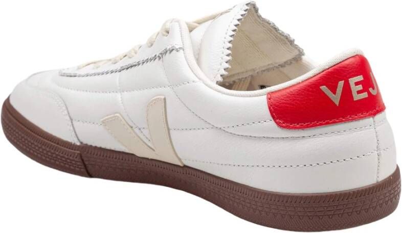 Veja Witte en rode leren sneakers