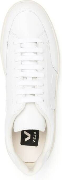 Veja Witte Leren Sneakers Logo Rubberen Zool White Dames