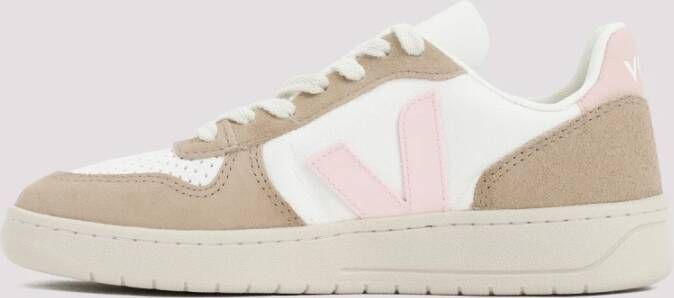 Veja Witte Leren Sneakers met Roze Details Multicolor Dames