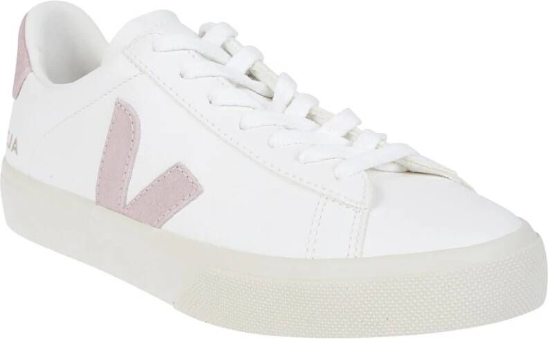 Veja Witte leren sneakers met roze suède White Dames