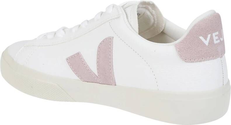 Veja Witte leren sneakers met roze suède White Dames