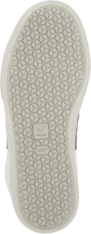 Veja Witte Leren Sneakers Ronde Neus Logo White Dames
