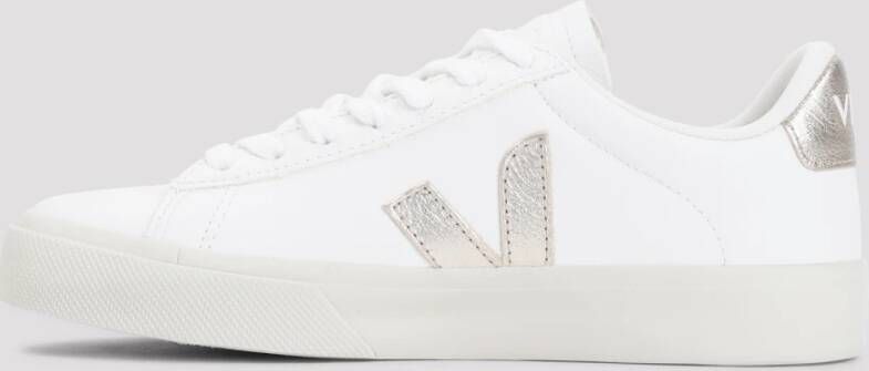 Veja Witte Leren Sneakers Ronde Neus Veters White Dames