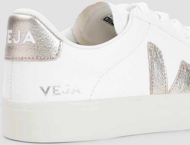 Veja Witte Leren Sneakers Ronde Neus Veters White Dames