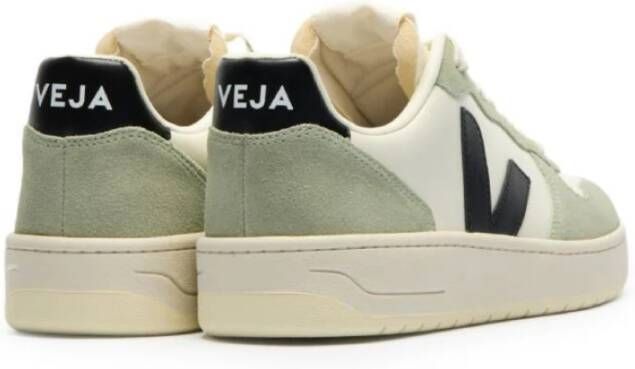 Veja Witte sneakers met lichtgroen suède Multicolor Heren