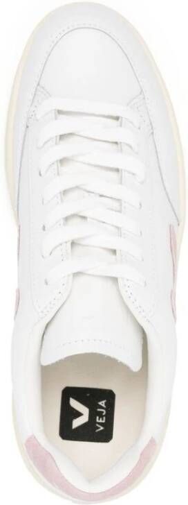 Veja Witte Roze Sneakers met Glad Kalfsleer en Suède Panelen White Dames