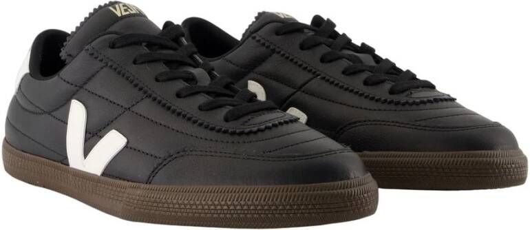 Veja Zwarte Leren Sneakers Panenka Stijl