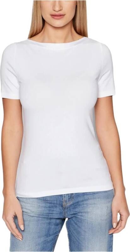 Vero Moda Witte Top met Boot Hals en Korte Mouwen