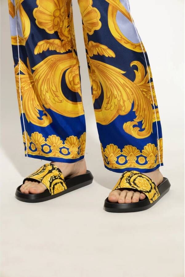 Versace Barocco slides Zwart Heren